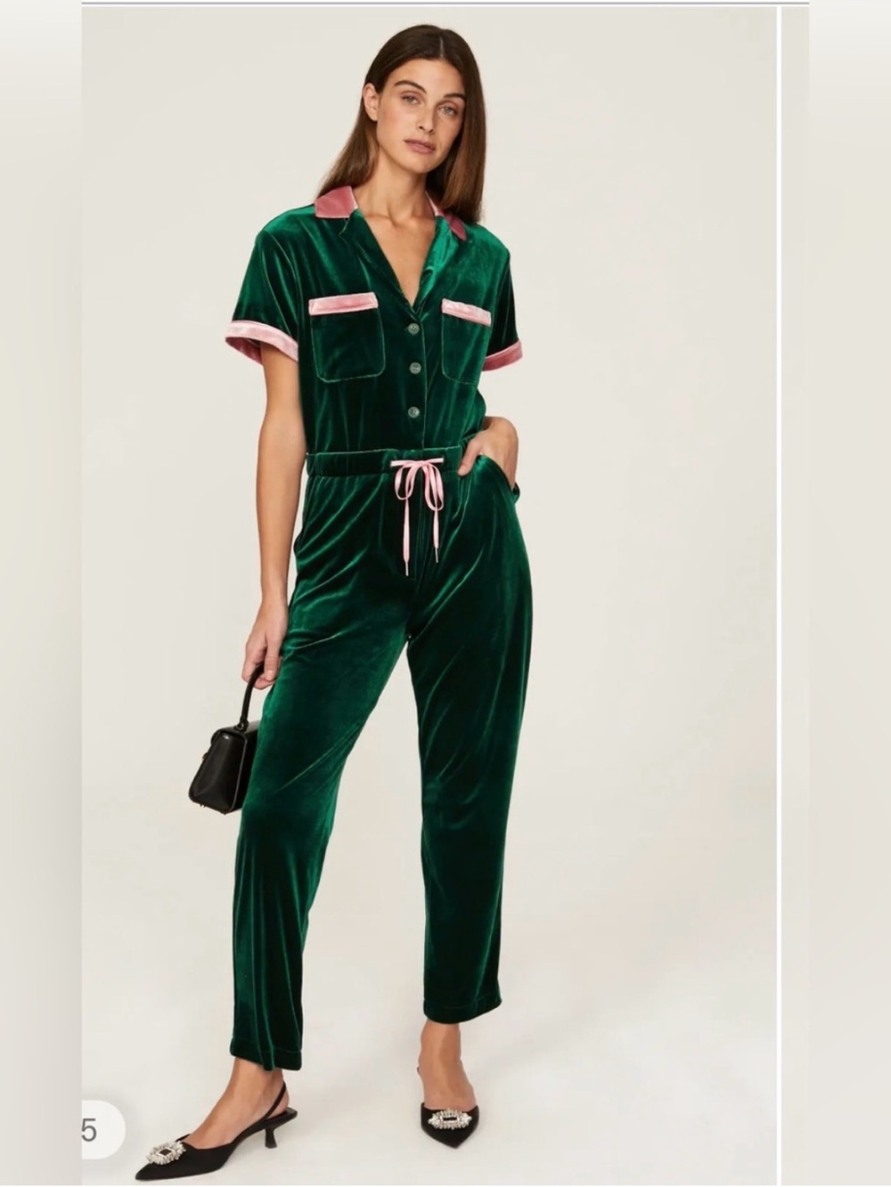 Rachel Antonoff Jewel Jumpsuit Velvet Green and Pink size S